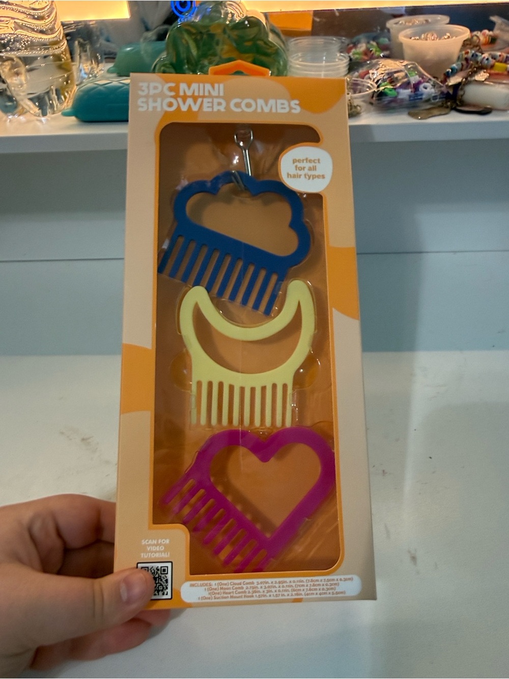 3pc Mini Shower Combs - Blue, Yellow, Pink